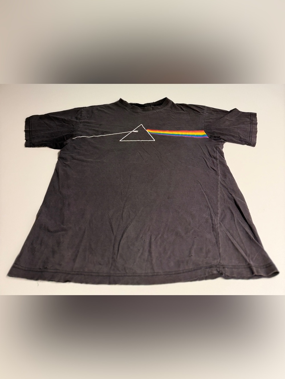 Pink Floyd Black Tee with Prism Rainbow Graphic